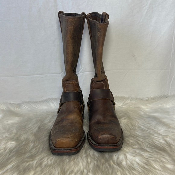 Frye Whisper Vintage 90's Distressed Harness Style Boots Sz 8.5 - Picture 2 of 9